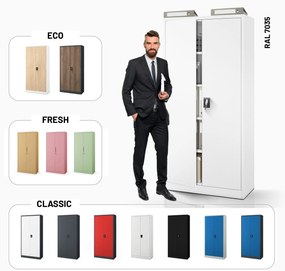 Fém iratszekrény JAN, 900 x 1850 x 400 mm, Eco Design: antracit/ dió