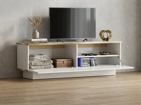 TV állvány ALVIN 135 cm, fehér/arany