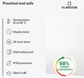 Klarstein Wonderbeam 450 Hybride infravörös hősugárzó 60 x 60 cm 450 W Heti időzítő Távirányító