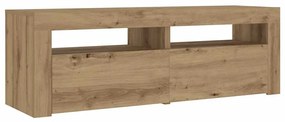 2 db kézműves tölgy színű éjjeliszekrény LED-del 60 x 35 x 40cm
