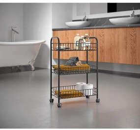 Lugano Lava fekete rozsdamentes acél zsúrkocsi - Metaltex