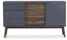 Antracitszürke-sötétbarna borovi fenyő alacsony komód 140x80 cm Nussa – Marckeric
