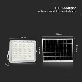 LED kültéri napelemes reflektor LED/20W/3,2V 6400K fehér + DO