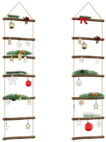 Fali dekorációk létra alakú 2 db 30x100 cm natúr ág