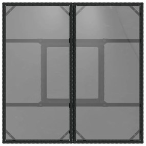 fekete polyrattan üveglapos kerti asztal 80 x 80 x 75 cm