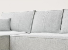 Világosszürke zsenília kinyitható-tárolóhelyes sarokkanapé (bal oldali-heverő résszel) Maze – Maison de Rêve