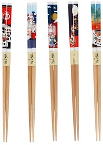 Natúr színű fa evőpálcika szett 5 db-os Beckoning Cats – Rex London