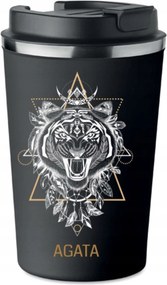 Prémium thermo bögre Az Ön Nevével Tigris Felirattal Totem fekete KT_183