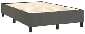 sötétszürke bársony rugós és LED-es ágy matraccal 120x200 cm