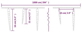 meleg fehér akril PVC karácsonyi jégcsaplámpa 100 LED-del 10 m
