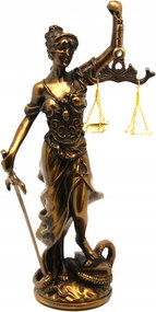 Temida figura mérleggel barna dekoratív szobor az iroda nappalijába