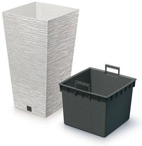 FURU SQUARE ECO WOOD virágtartó 39, 5 cm betéttel, fehér , L