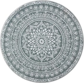 Kerek Szőnyeg, Kültéri Szőnyeg, Boho, 160 cm átmérő, Mosható, Antracitszürke