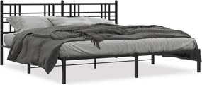 vidaXL fekete fém ágykeret fejtámlával 183 x 213 cm