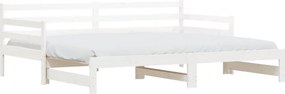 vidaXL fehér tömör fenyőfa kihúzható kanapéágy 90 x 190 cm