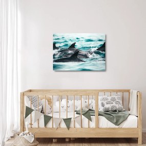 Kép - Delfinek az óceánban (üvegen) (70x50 cm)