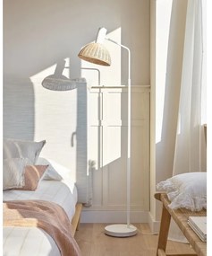 Fekete-natúr színű állólámpa rattan búrával (magasság 157 cm) Damila – Kave Home