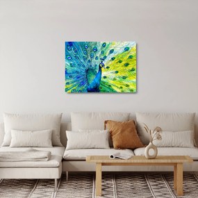 Páva képe (üvegen) (70x50 cm)