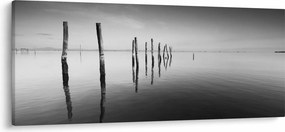 Egy fekete-fehér vízfelszín képe (120x50 cm)