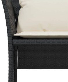 fekete polyrattan kerti szék lábtartóval