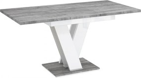 Masiv bővíthető étkezőasztal 4-6 személyes beton/magasfényű fehér