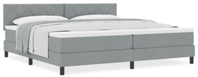 Boxspring ágy matraccal Világosszürke 200x200 cm Szövet