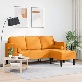 3-üléses L-alakú kanapé Sötét Sárga 160 cm Szövet