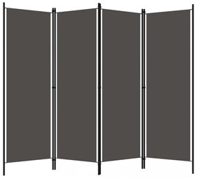 antracitszürke 4 paneles paraván 200 x 180 cm