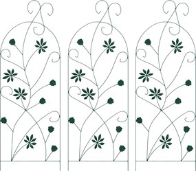 vidaXL Kerti Kerítés 3 pcs Zöld 112 x 39,5 cm Acél