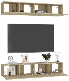 4 db sonoma tölgy színű szerelt fa TV-szekrény 80 x 30 x 30 cm