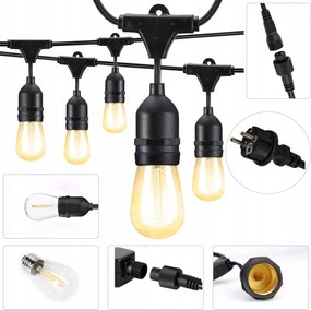 Kerti fĂ©nyfĂŒzĂ©r 30M 30X E27 Led izzĂł vĂzĂĄllĂł kĂĄbel