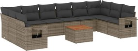 vidaXL 11 részes szürke polyrattan kerti ülőgarnitúra párnákkal