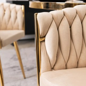 Elegáns Krémszínű Bársony Étkezőszék Arany Lábbal. CAPI