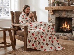 Mikroplüss takaró WINTER HEARTS, színes Méret: 200 x 220 cm