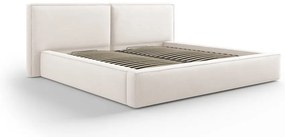Bézs kárpitozott franciaágy tárolóhellyel, ágyráccsal 200x200 cm Arendal – Cosmopolitan Design
