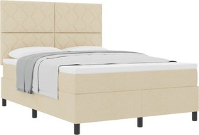 vidaXL Boxrugós ágy matracmal fejtámlával Krém 160 x 200 cm szövet