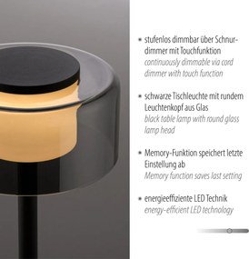 Paul Neuhaus modern asztali lámpa rika fekete pln4110-18