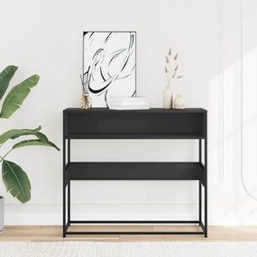fekete szerelt fa tálalóasztal 90x35x80 cm