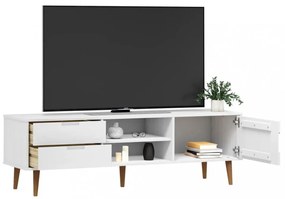MOLDE fehér tömör fenyőfa TV-szekrény 158 x 40 x 49 cm