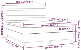 sötétszürke szövet rugós és LED-es ágy matraccal 180 x 200 cm