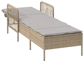 Napozóágy Bézs és világosszürke PE rattan 157 x 55 x 92 cm