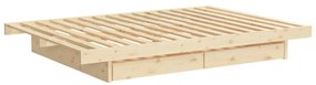 Natúr színű borovi fenyő franciaágy tárolóhellyel és ágyráccsal 160x200 cm Kanso – Karup Design