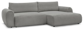 Sötétszürke kordbársony kinyitható sarokkanapé (jobb oldali) Lucien – Bobochic Paris