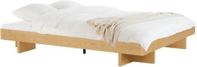 Natúr színű MDF franciaágy ágytámla nélkül ágyráccsal 180x200 cm tölgyfa dekorral Kito – noo.ma