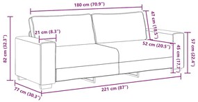 3 személyes felhőszürke szövet kanapé 180 cm