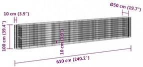 horganyzott vas gabion magaságyás 610x50x100 cm