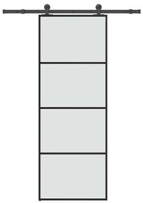 ESG üveg és alumínium tolóajtó fémszerelvény-szettel 76x205 cm