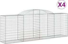 vidaXL 4 db íves horganyzott vas gabion kosár 300 x 50 x 100/120 cm