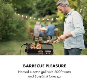 Klarstein Gatsby, elektromos grill, 2000 W, tapadásmentes felület, oldalsó asztalok, fekete