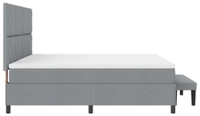 Box Spring Ágy Matraccal és PadVilágosszürke 200x200 cm Szövet